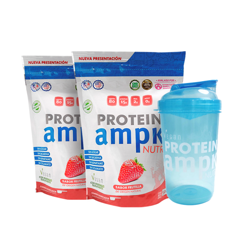 AMPK Protein Frutilla Combo x 2 + Shaker Azul