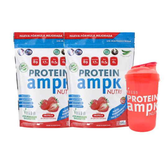AMPK Protein Frutilla Combo x 2 + Shaker Rosa
